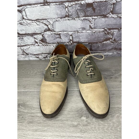 Vibram Gumlite Beige Green Leather Oxfords Brogue Shoes Men Sz 8.5M US/42EU - Picture 10 of 16